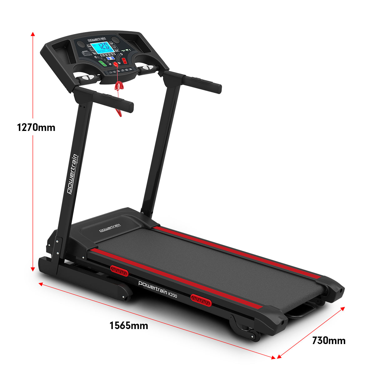 Powertrain K200 Electric Treadmill LCD console and incline running belt