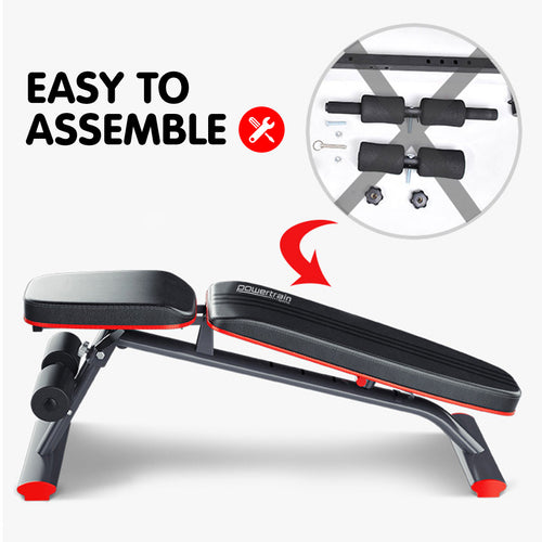 Powertrain Adjustable Weight Bench Easy to Assemble with various attachments for versatile workouts