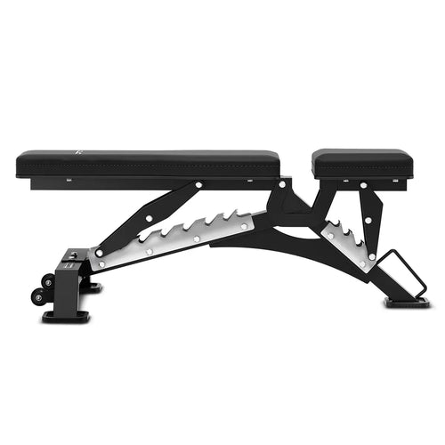 CORTEX FID11 Alpha Series Commercial FID Bench side view showing adjustable positions for strength training exercises.