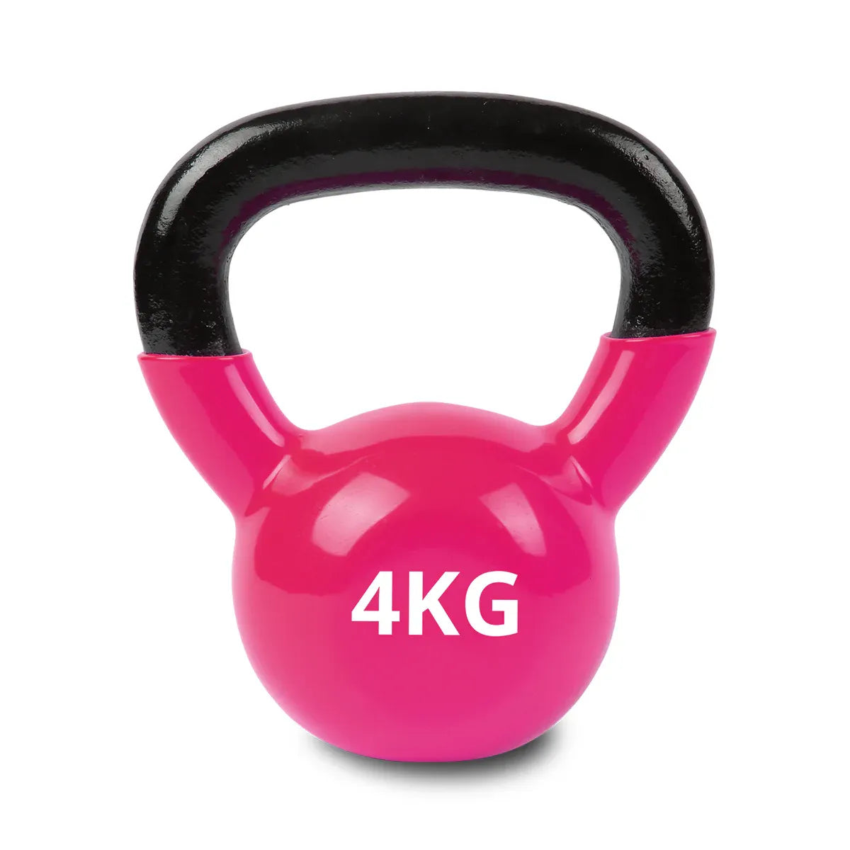 Pink 4KG kettlebell set for strength training and fitness workouts.