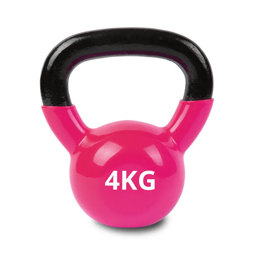 Pink 4KG kettlebell set for strength training and fitness workouts.