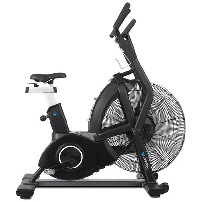 Commercial Air Bike – Lifespan Fitness EXC-11H side view with dynamic air resistance for effective workouts.
