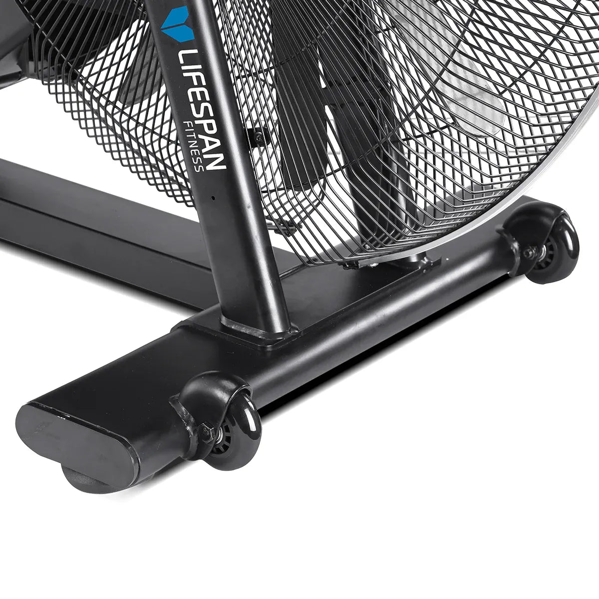 Close-up of the base and fan of the Commercial Air Bike – Lifespan Fitness EXC-11H for durability and stability.