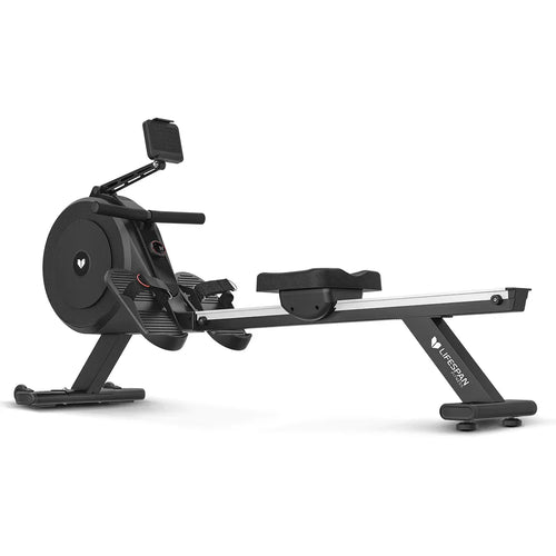 Rowing machine featuring dual air/magnetic resistance with ergonomic design for effective workouts