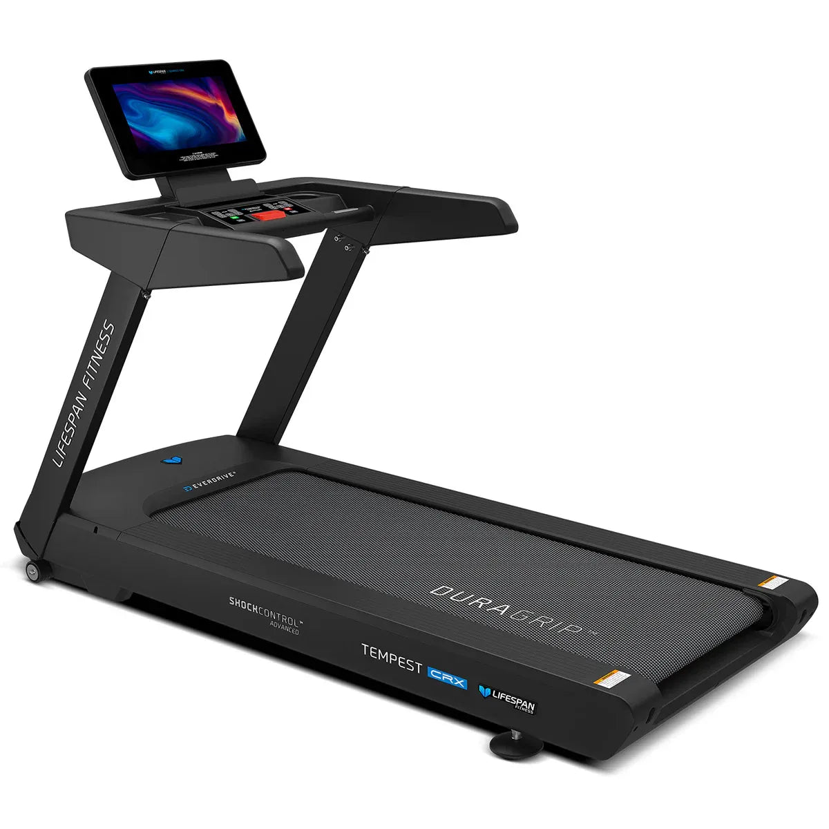 Commercial Treadmill – Lifespan Tempest CRX Smart TFT with touchscreen display and DuraGrip running surface.