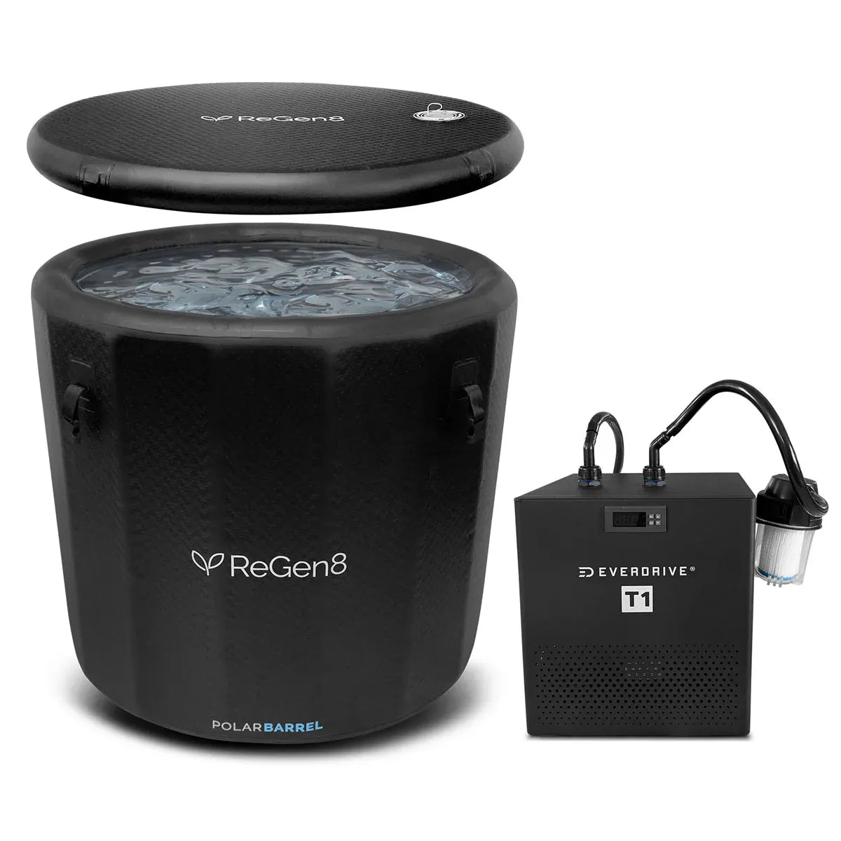 Cold Plunge Ice Bath by ReGen8 with T1 Chiller for optimal muscle recovery and wellness.