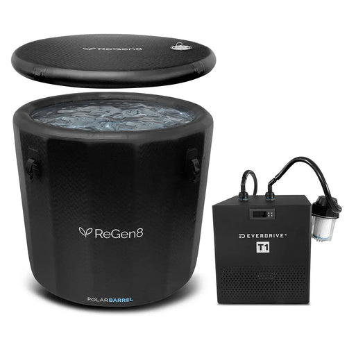 Cold Plunge Ice Bath by ReGen8 with T1 Chiller for optimal muscle recovery and wellness.