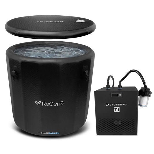 Cold Plunge Ice Bath by ReGen8 with T1 Chiller for optimal muscle recovery and wellness.
