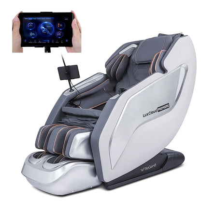 Massage Chair ReGen8 LuxCloud Premiere showcasing advanced features and tablet control for ultimate relaxation.