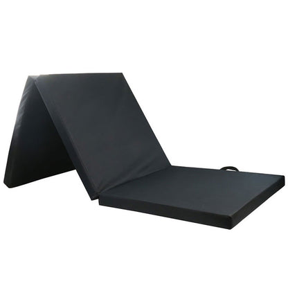 Folding Exercise Floor Mat Black – Tri-Fold Yoga Gymnastics Mat