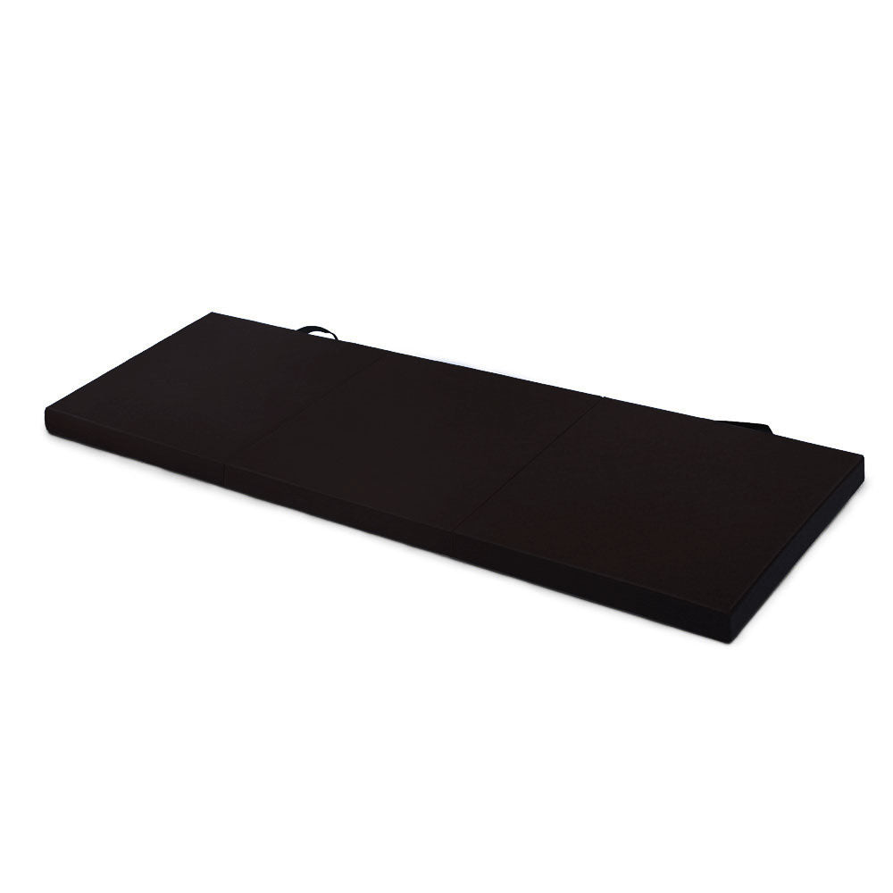 Folding Exercise Floor Mat Black – Tri-Fold Yoga Gymnastics Mat