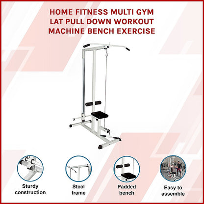 Home Fitness Multi Gym Lat Pull Down Machine with Bench for upper-body workout
