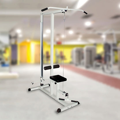 Home Fitness Multi Gym Lat Pull Down Machine with Bench in home gym setting.