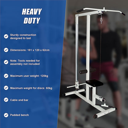 Home Fitness Multi Gym Lat Pull Down Machine with bench for upper body workouts