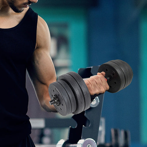 20kg Dumbbell Set Home Gym Fitness Exercise Weights Bar Plate