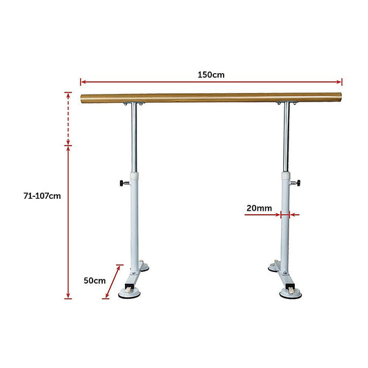 Adjustable Freestanding Wooden Portable Ballet Bar 1.5M