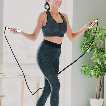 Smart jump rope with counter and adjustable ropeless mode
