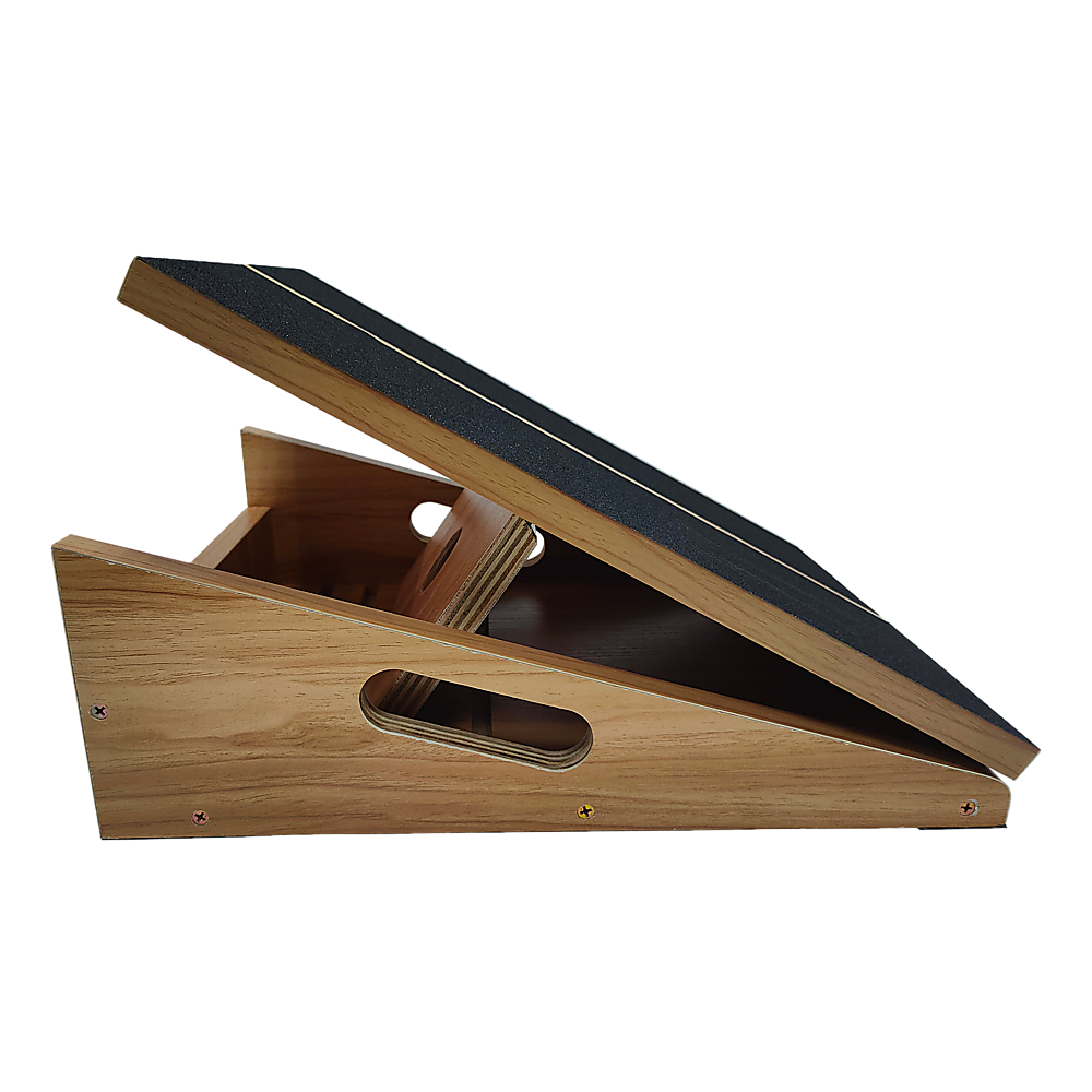 Wooden slant exercise board with adjustable incline and non-slip surface