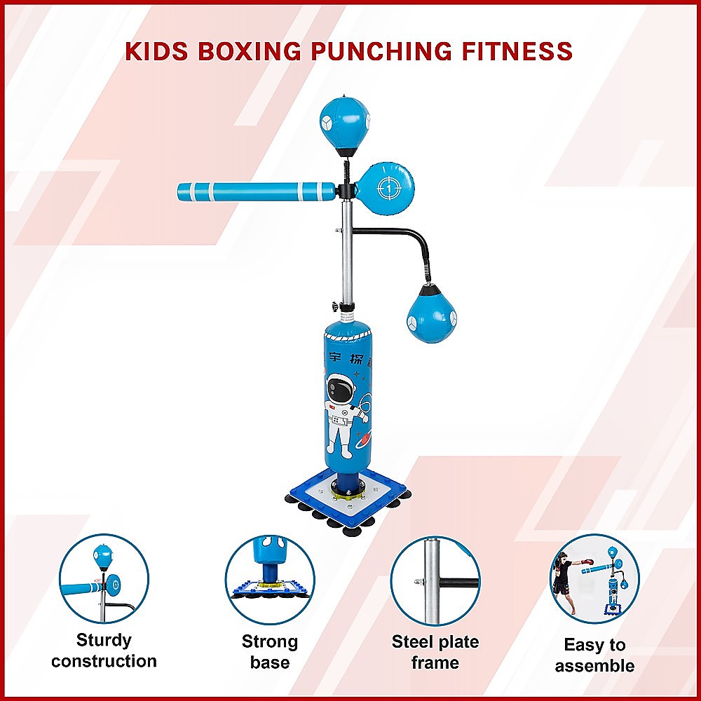 Kids Boxing Punching Bag Fitness set for children with bag, double end ball, and sturdy stand for training and exercise at home.