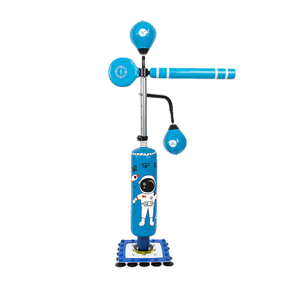 Kids Boxing Punching Bag Fitness equipment for children, blue boxing set with astronaut design for kids' fitness and fun.