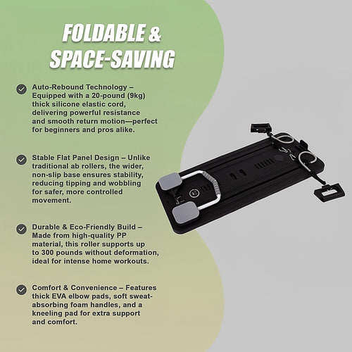 Abdominal Board Pilates Reformer featuring foldable design, durable build, and auto-rebound technology for effective workouts.