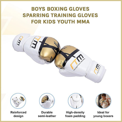 Boxing Gloves - Sparring Training Gloves for Kids/Youth, reinforced design, durable semi-leather, ideal for young boxers