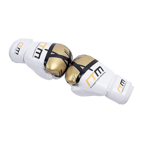Boxing Gloves - Sparring Training Gloves for Kids/Youth, featuring gold and white design for enhanced performance.
