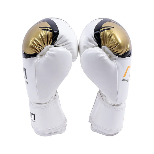 Boxing Gloves - White and Gold Sparring Training Gloves for Kids/Youth