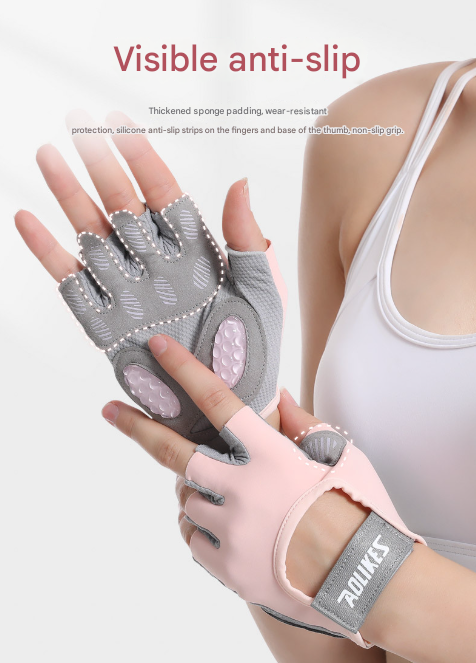 Adjustable S pink gloves for gym, cycling, and weightlifting
