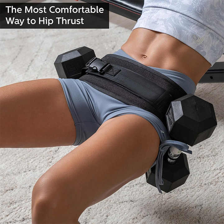 Black Portable Hip Thrust and Glute Training Belt for squats and glute workouts
