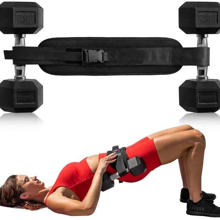 Black Portable Hip Thrust and Glute Training Belt for squats and glute workouts