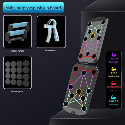 Black Multi-Function Push-Up Board showing color-coded zones and handles