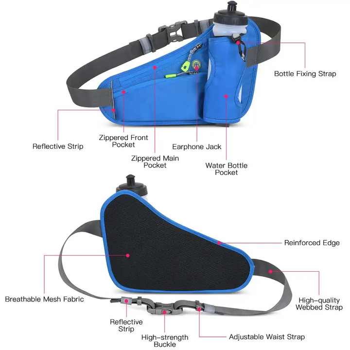 Dark Grey Hydration Running Waist Pack with Bottle Holder