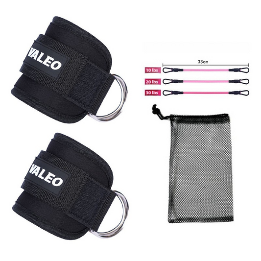 Black Adjustable Ankle Straps Set for Leg and Glute Training