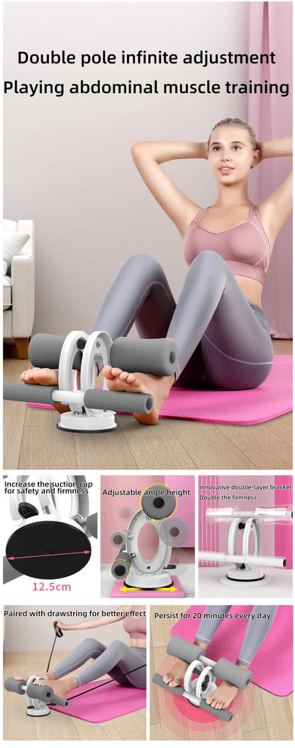 Grey Adjustable Multi-Function Home Fitness Equipment in use for sit-ups and core training at home