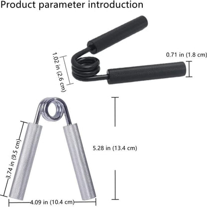 2 pcs Black Heavy Duty Metal Hand Grip Strengthener - Hand Training Equipment for Rehabilitation & Fitness with Adjustable Resistance 200LB