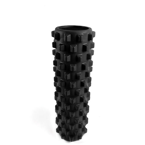 Black yoga foam roller 45cm with wolf tooth muscle massage design
