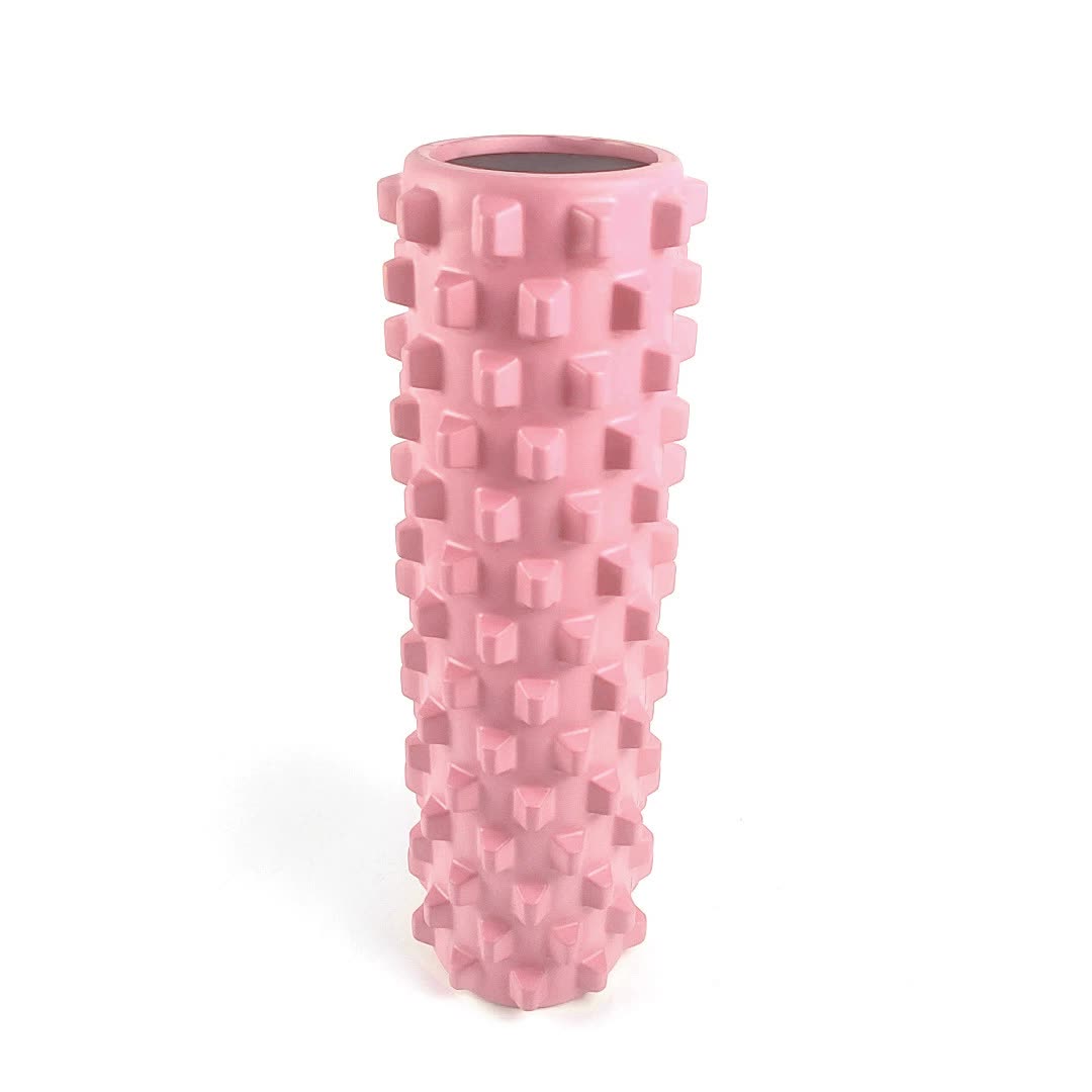 Pink yoga foam roller 45cm with wolf tooth design for massage