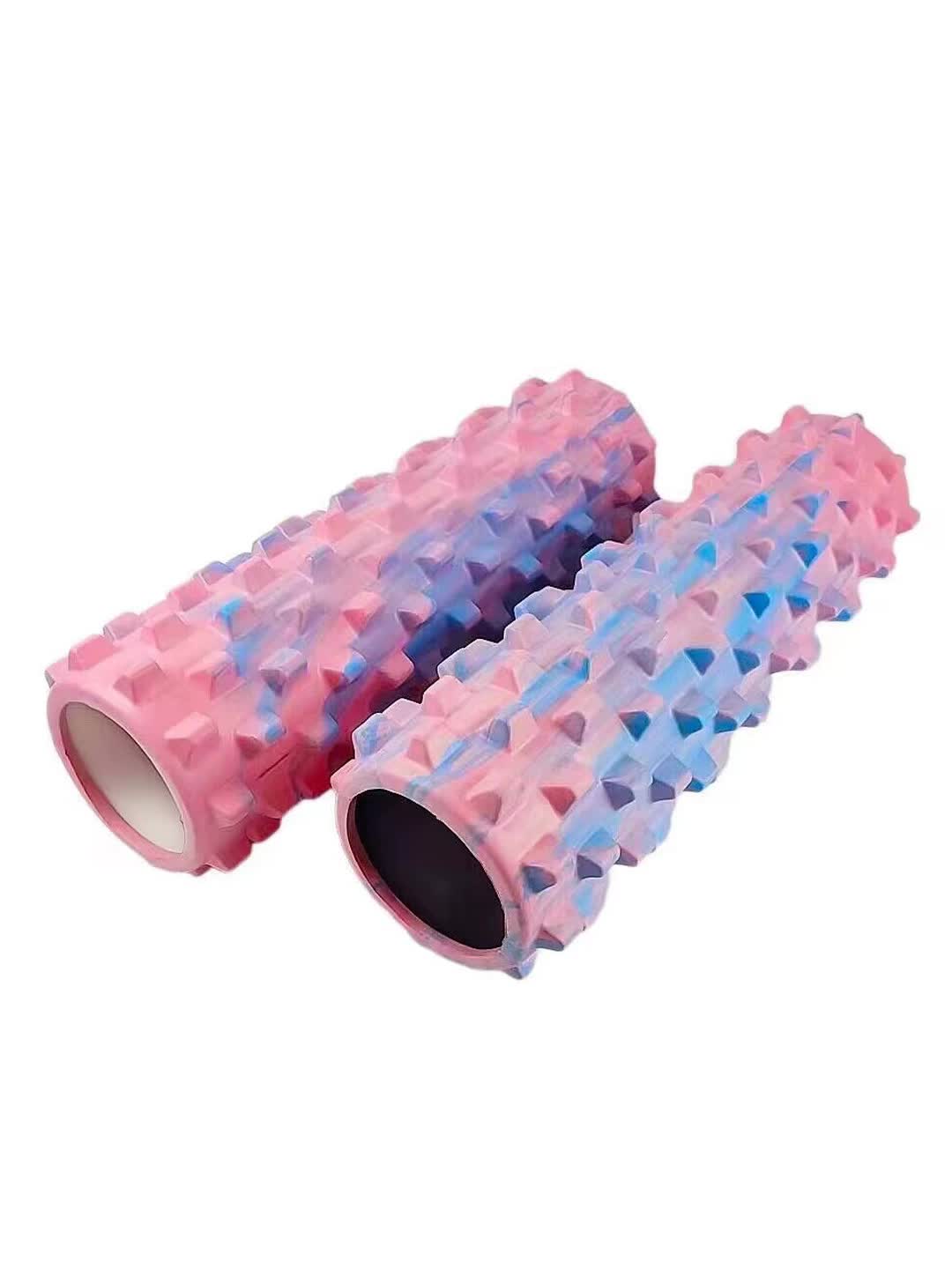 Pink yoga foam roller 45cm with wolf tooth design for massage