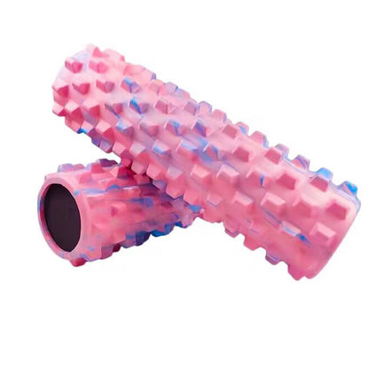 Pink EVA yoga foam roller for fitness, pilates, and recovery
