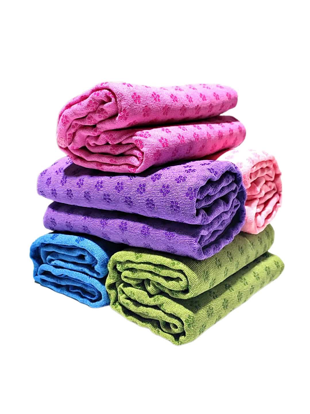 Green yoga towel mat non-slip absorbent