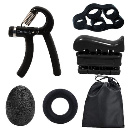 Hand grip strength trainer 5-piece set black