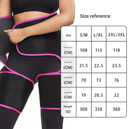 Ergonomic 3-in-1 body shaper black waist and glutes S/M