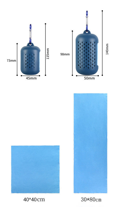 Reusable microfiber cooling towel with carabiner