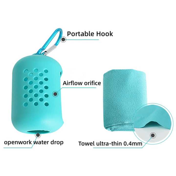 Reusable microfiber cooling towel with carabiner