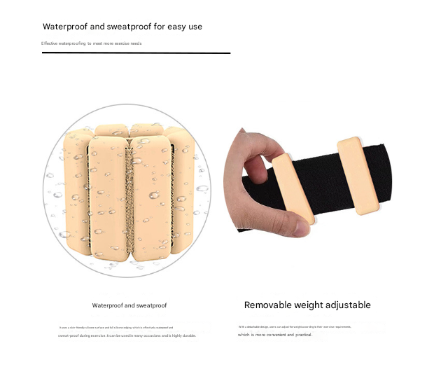 2lb Khaki Adjustable Silicone Wrist & Ankle Weights for yoga and running