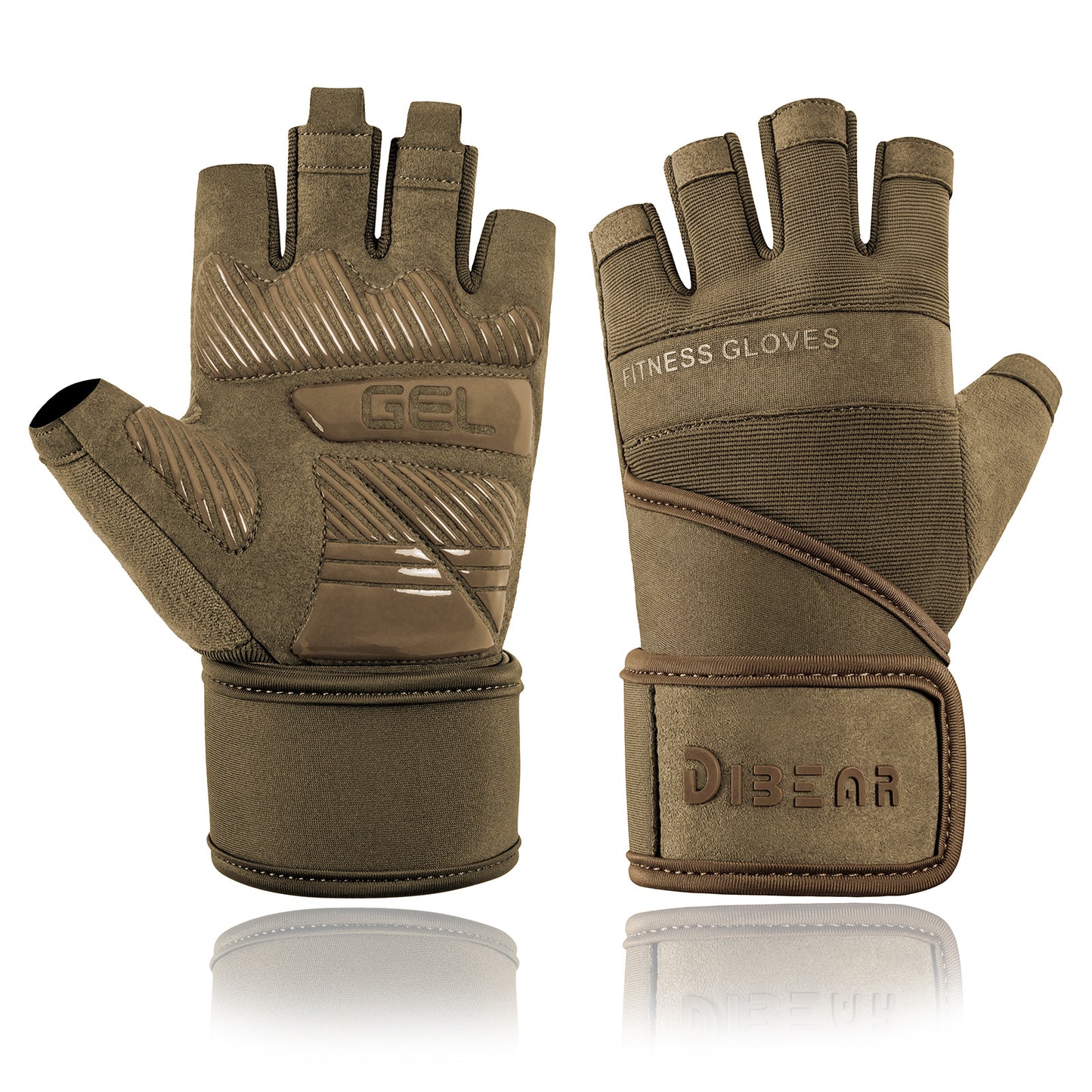 Green workout gloves with wrist support for weightlifting