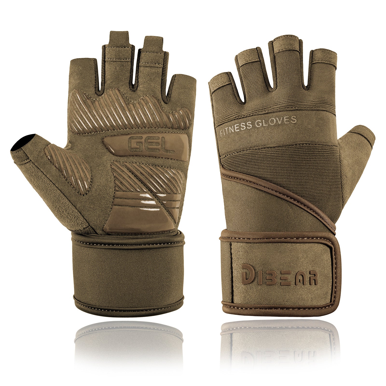 Green workout gloves with wrist support for weightlifting