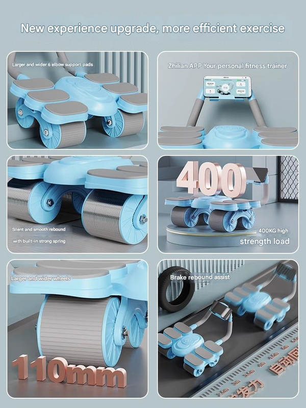 Features of the Blue Automatic Rebound Abdominal Wheel for effective core and abs training at home.