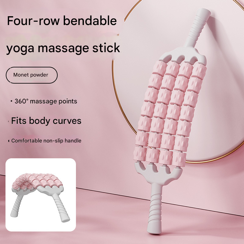 Pink Massage Roller - four-row bendable design with 360° massage for kids' sensory training.